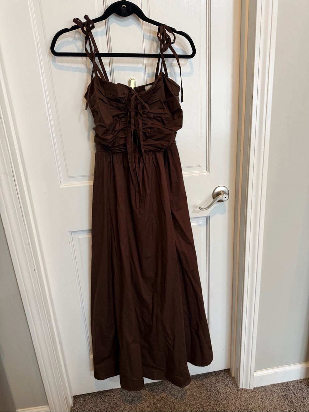 NWOT WAYF Where Are You From Front Tie Brown Midi Boho Dress Size M - Picture 2 of 5